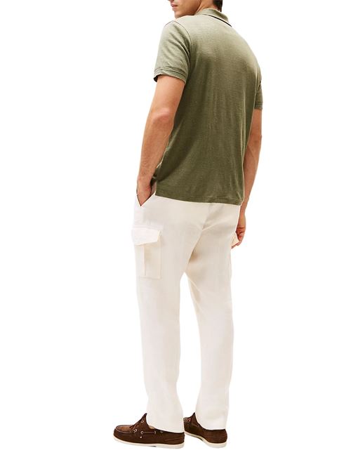 Polo uomo verde militare in lino Tommy Hilfiger | MW0MW38476PLI